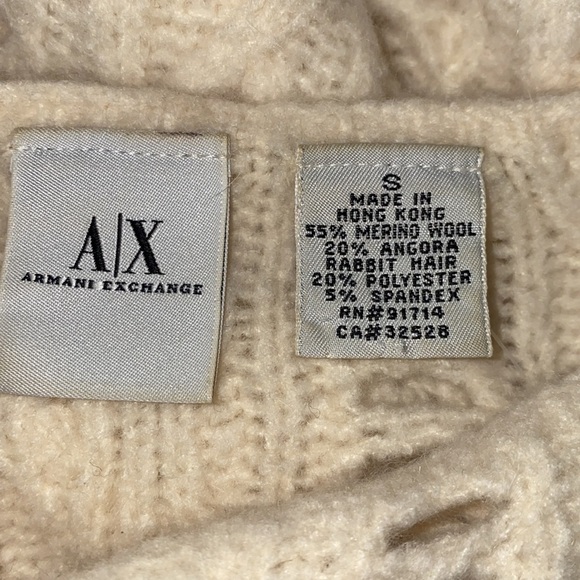 A/X Armani Exchange Merino Wool Angora Rabbit Hair Cable Knit Sweater - Picture 6 of 7